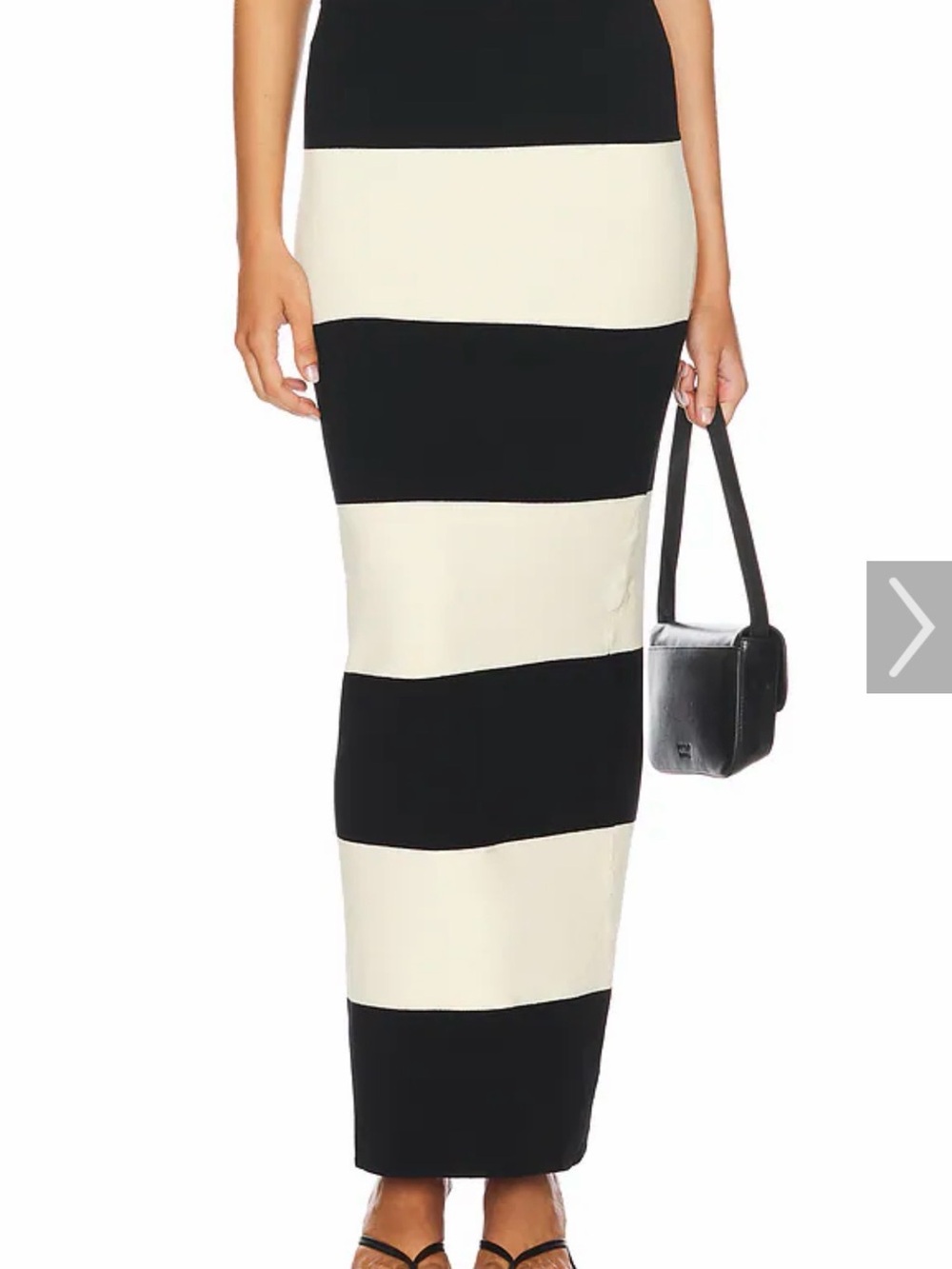 Posse Black and Cream Wide-Stripe Maxi Skirt size M new with tags